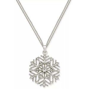 New Silver-Tone Crystal Snowflake 36" Pendant Necklace